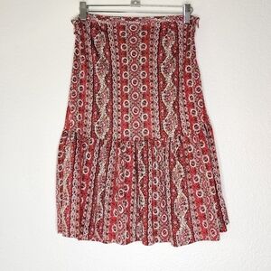 Nieves Lavi New York Red Print Midi Skirt 6